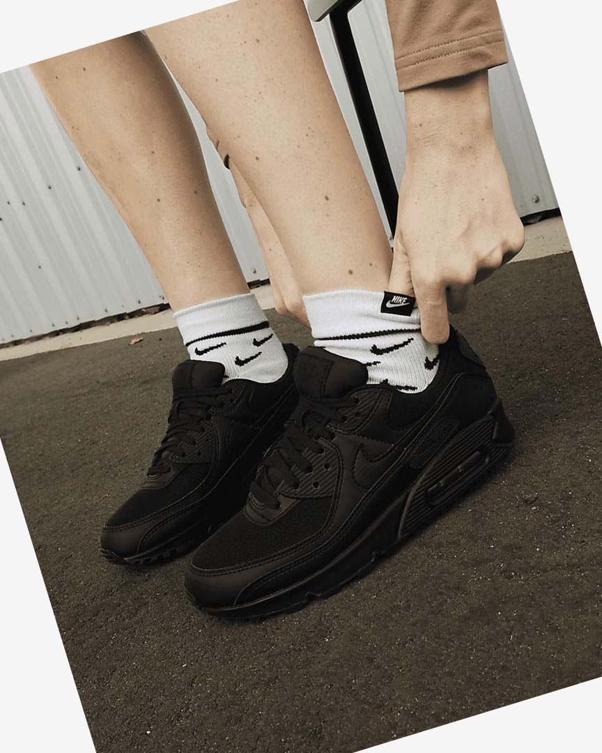 Black / Black / Black / Black Nike Air Max 90 Women's Casual Shoes | CA_4949