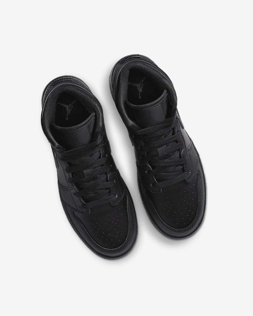 Black / Black / Black Nike Air Jordan 1 Mid Boys' Sneakers | CA_5084