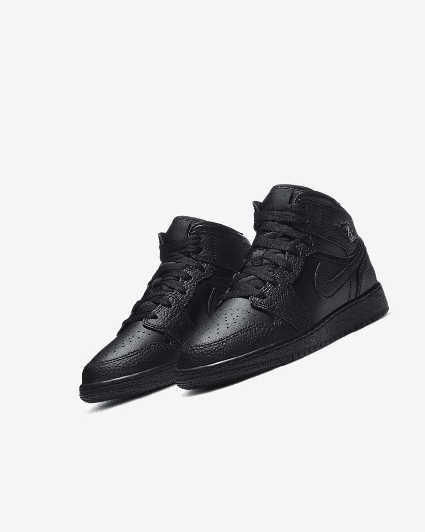 Black / Black / Black Nike Air Jordan 1 Mid Boys' Sneakers | CA_5084