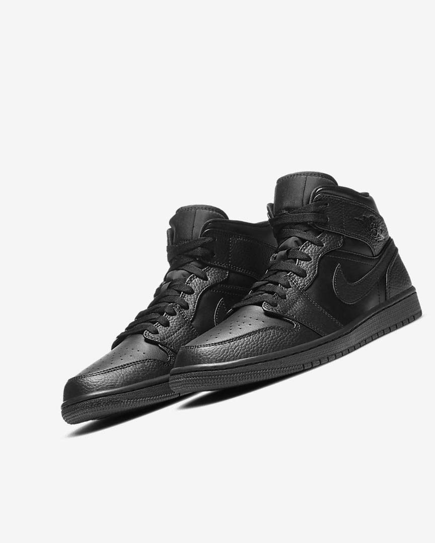 Black / Black / Black Nike Air Jordan 1 Mid Men's Sneakers | CA_5581