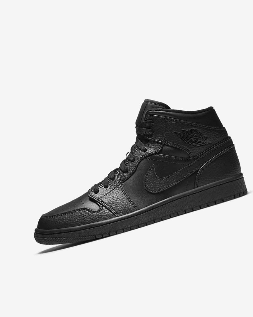 Black / Black / Black Nike Air Jordan 1 Mid Men\'s Sneakers | CA_5581
