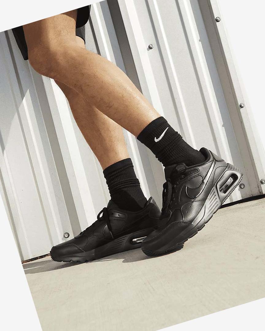 Black / Black / Black Nike Air Max SC Leather Men's Sneakers | CA_5355