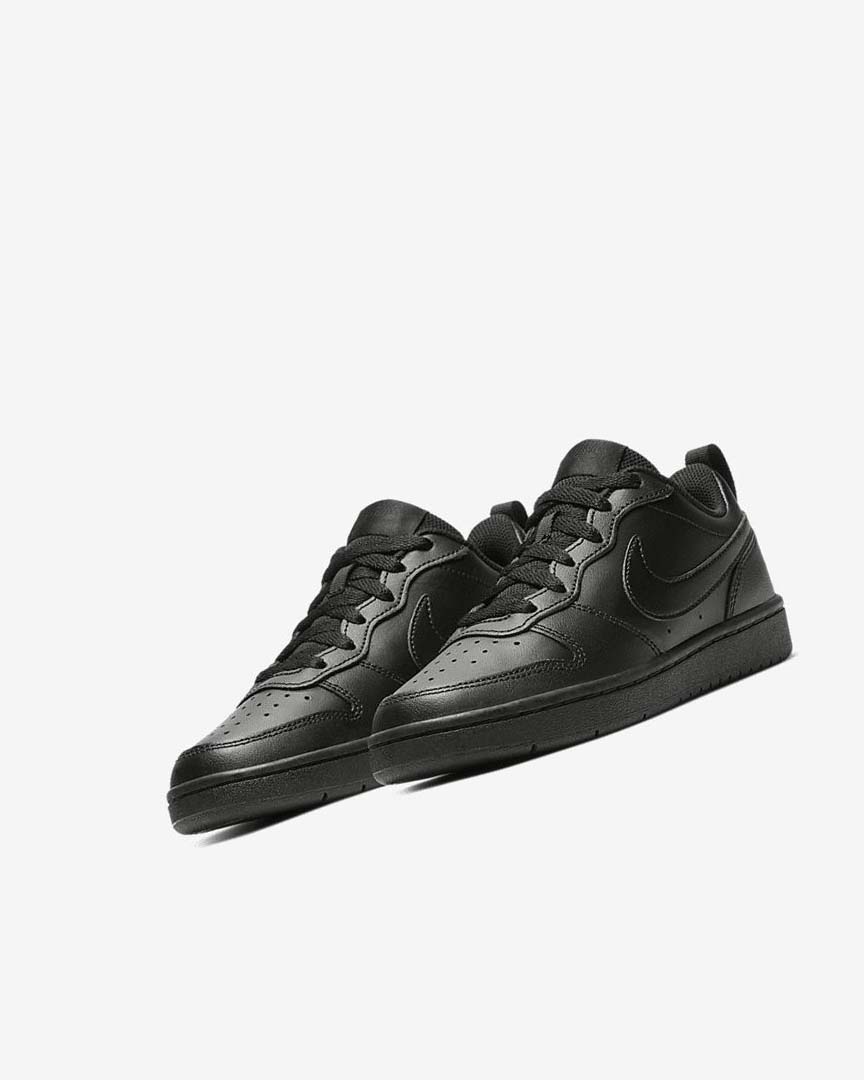 Black / Black / Black Nike Court Borough Low 2 Boys' Shoes | CA_1190