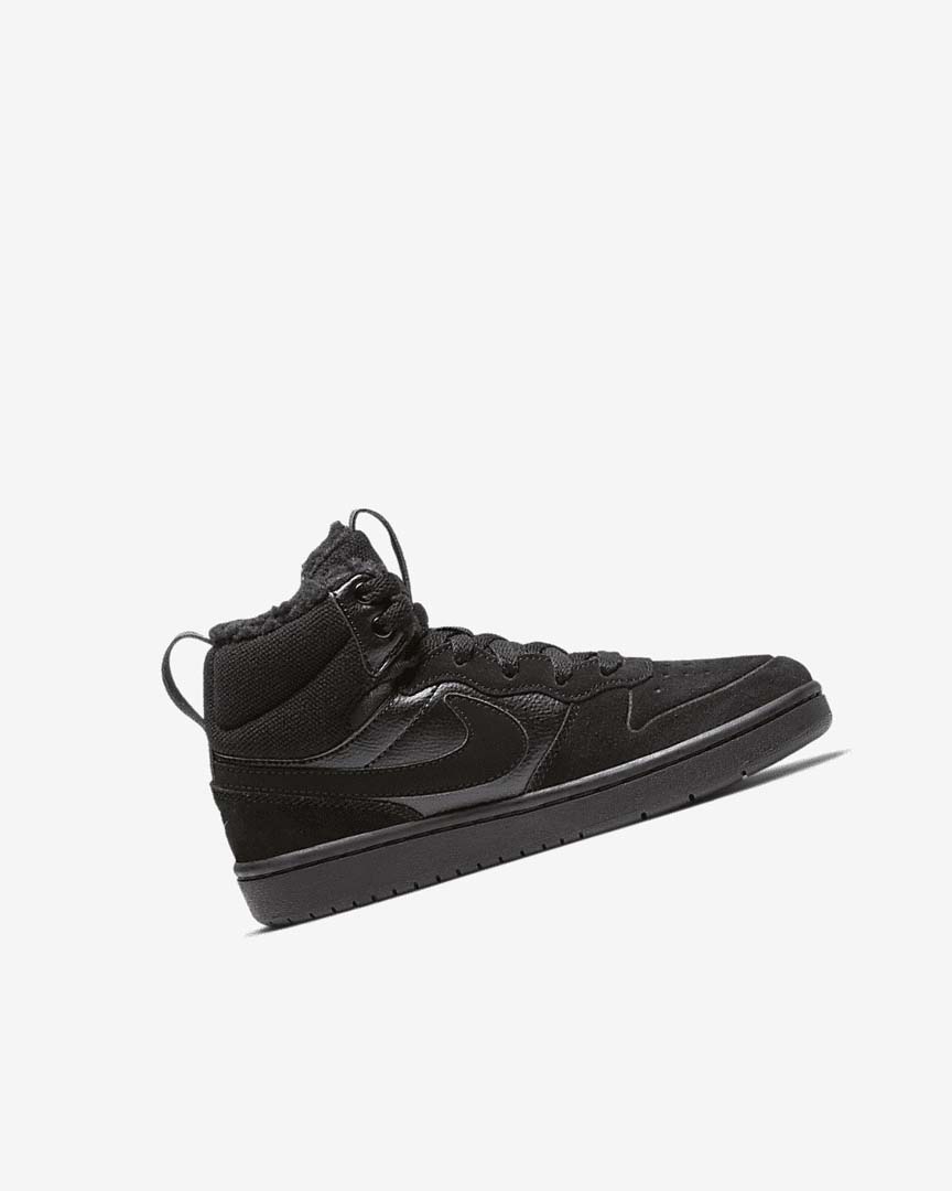 Black / Black / Black Nike Court Borough Mid 2 Girls' Boots | CA_2319