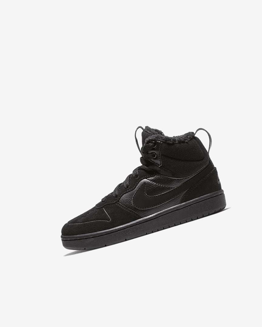 Black / Black / Black Nike Court Borough Mid 2 Girls\' Boots | CA_2319