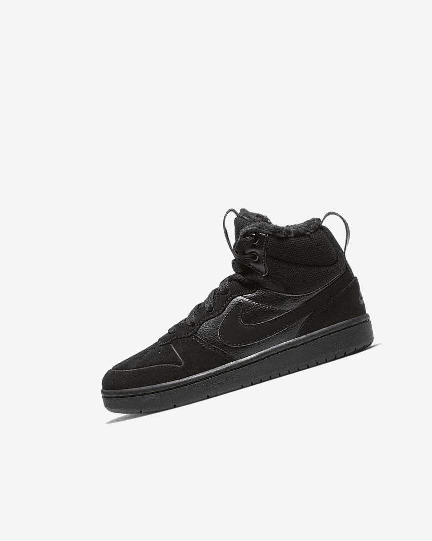 Black / Black / Black Nike Court Borough Mid 2 Boys\' Boots | CA_2359