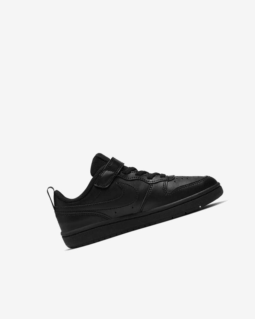 Black / Black / Black Nike Court Borough Low 2 Boys' Shoes | CA_2462