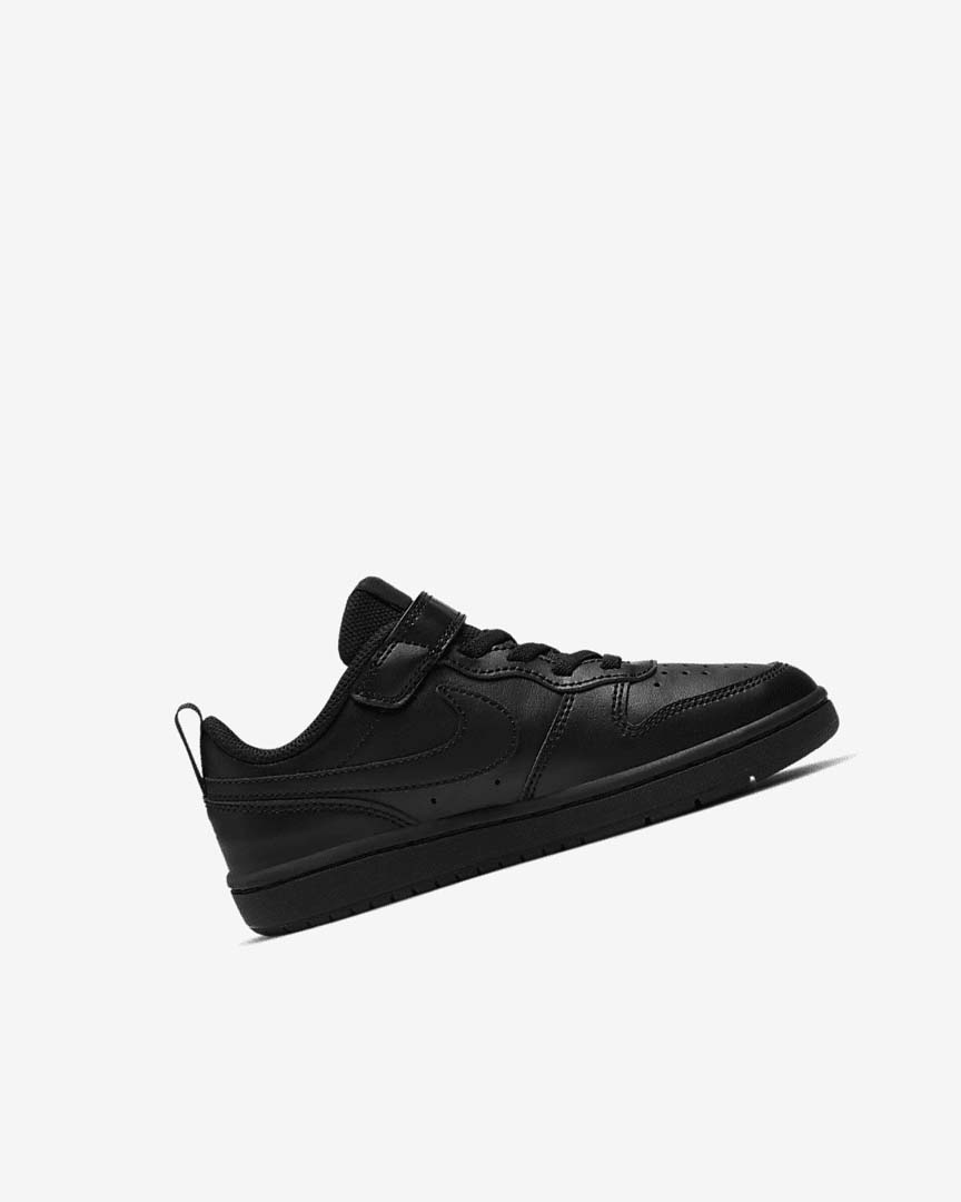 Black / Black / Black Nike Court Borough Low 2 Girls' Shoes | CA_3131