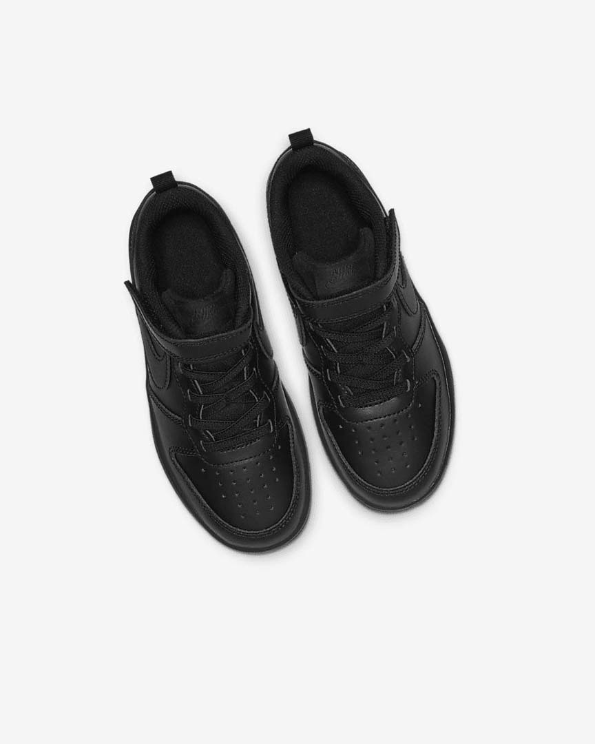 Black / Black / Black Nike Court Borough Low 2 Girls' Shoes | CA_3131