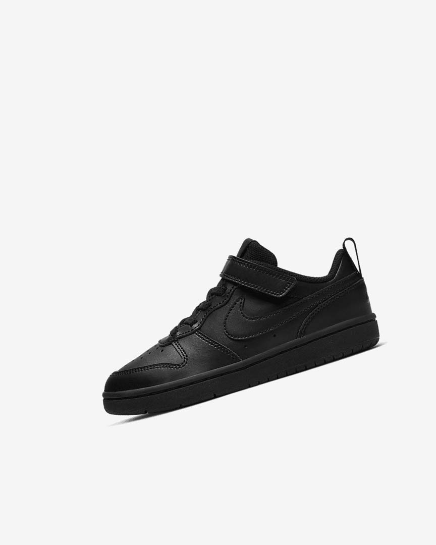 Black / Black / Black Nike Court Borough Low 2 Girls\' Shoes | CA_3131