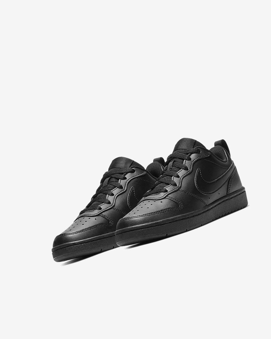 Black / Black / Black Nike Court Borough Low 2 Girls' Shoes | CA_5415