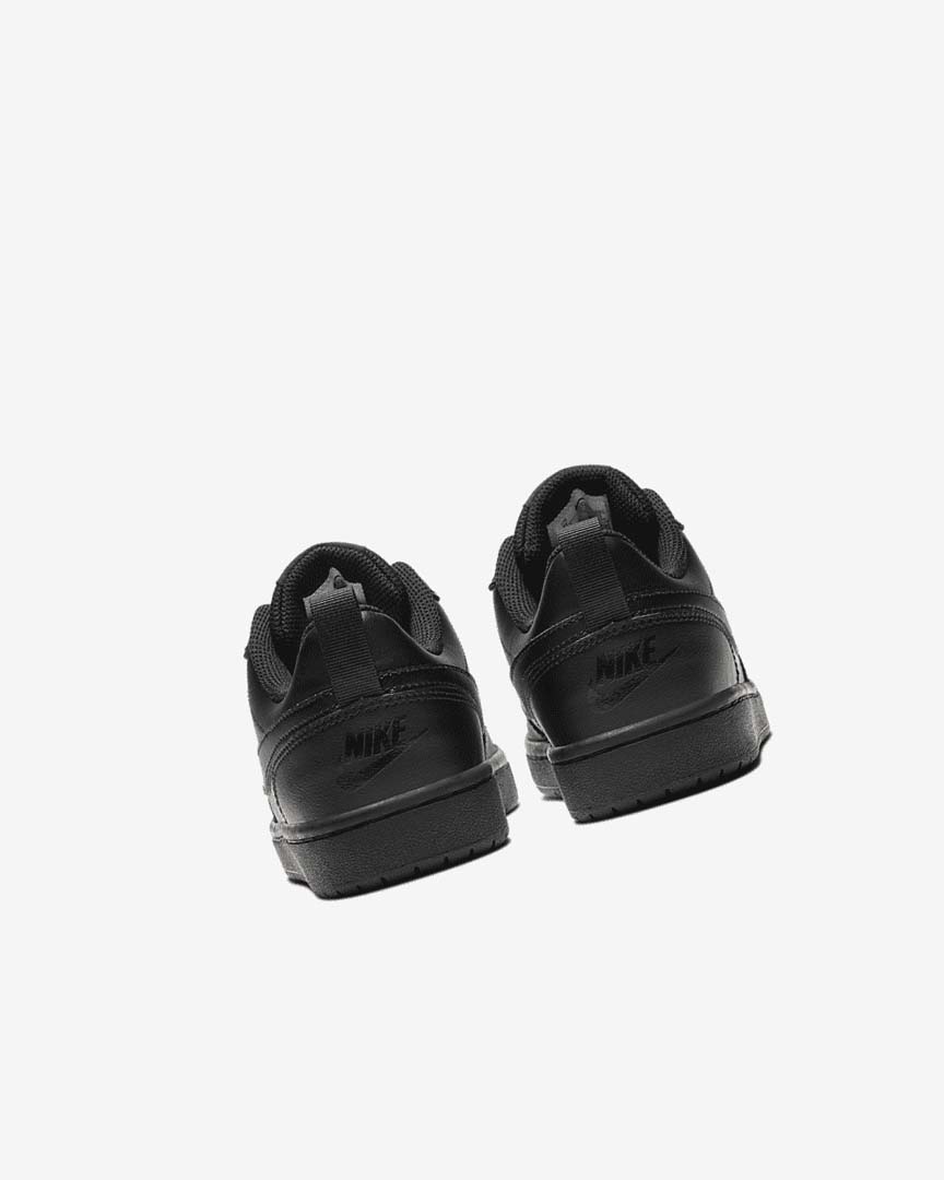 Black / Black / Black Nike Court Borough Low 2 Girls' Shoes | CA_5415