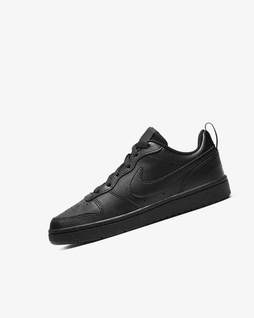 Black / Black / Black Nike Court Borough Low 2 Girls\' Shoes | CA_5415