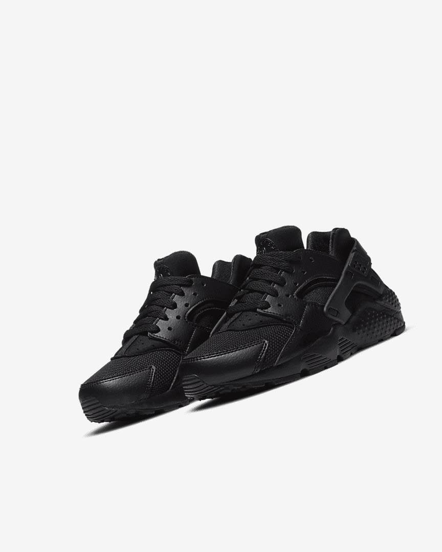Black / Black / Black Nike Huarache Run Girls' Shoes | CA_3080