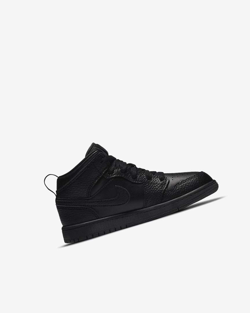 Black / Black / Black Nike Jordan 1 Mid Boys' Shoes | CA_4530