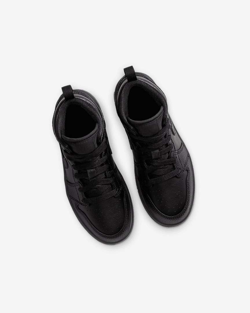 Black / Black / Black Nike Jordan 1 Mid Boys' Shoes | CA_4530