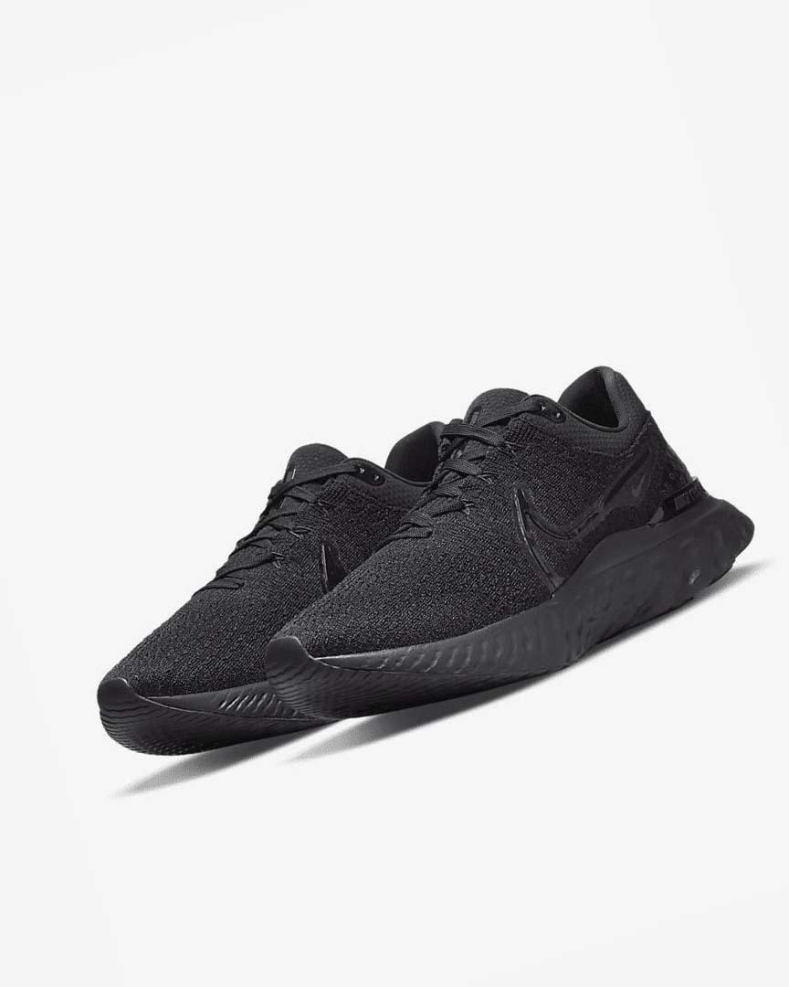 Black / Black / Black Nike React Infinity Run Flyknit 3 Men's Running Shoes | CA_5230