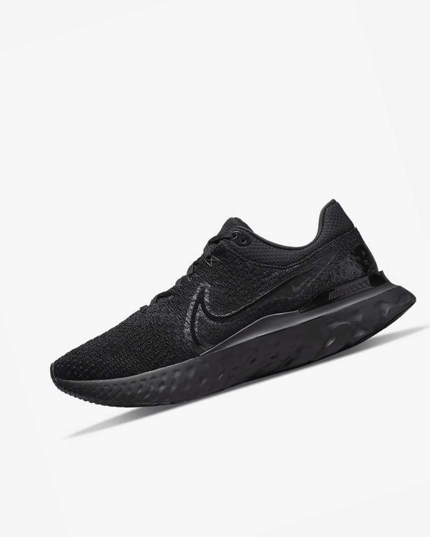 Black / Black / Black Nike React Infinity Run Flyknit 3 Men\'s Running Shoes | CA_5230