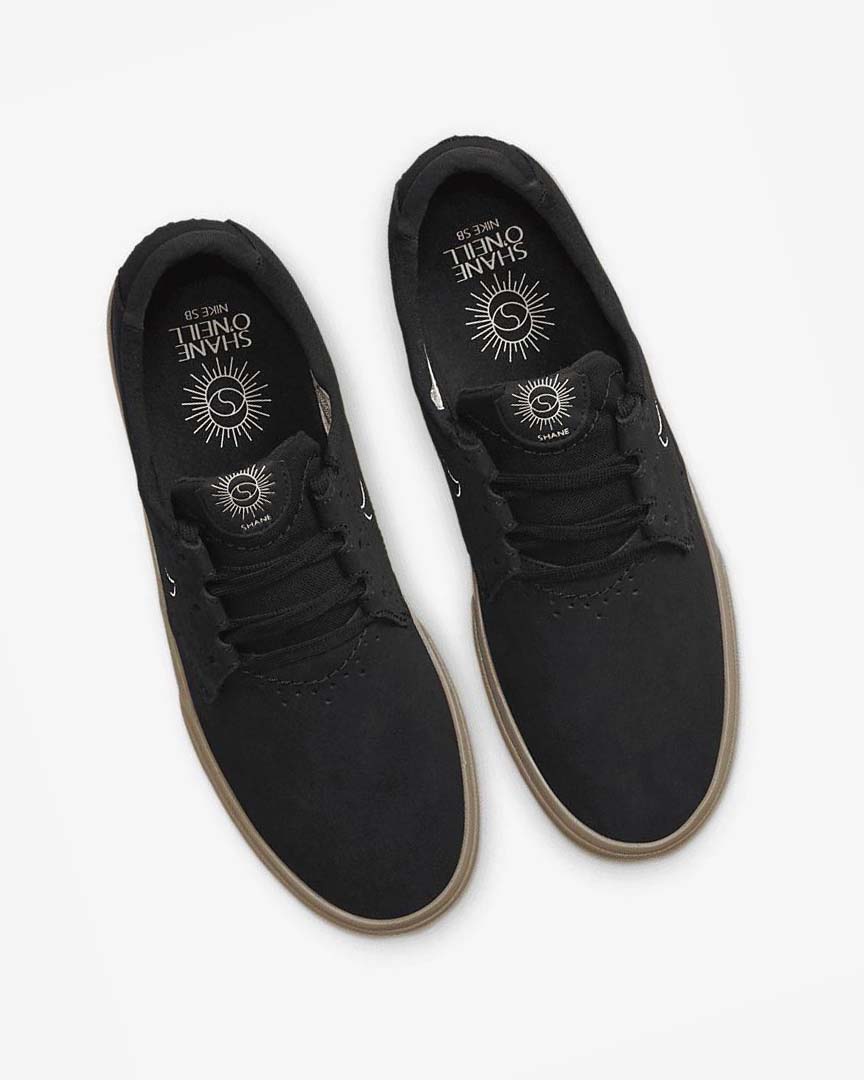Black / Black / Black / White Nike SB Shane Men's Skate Shoes | CA_4668