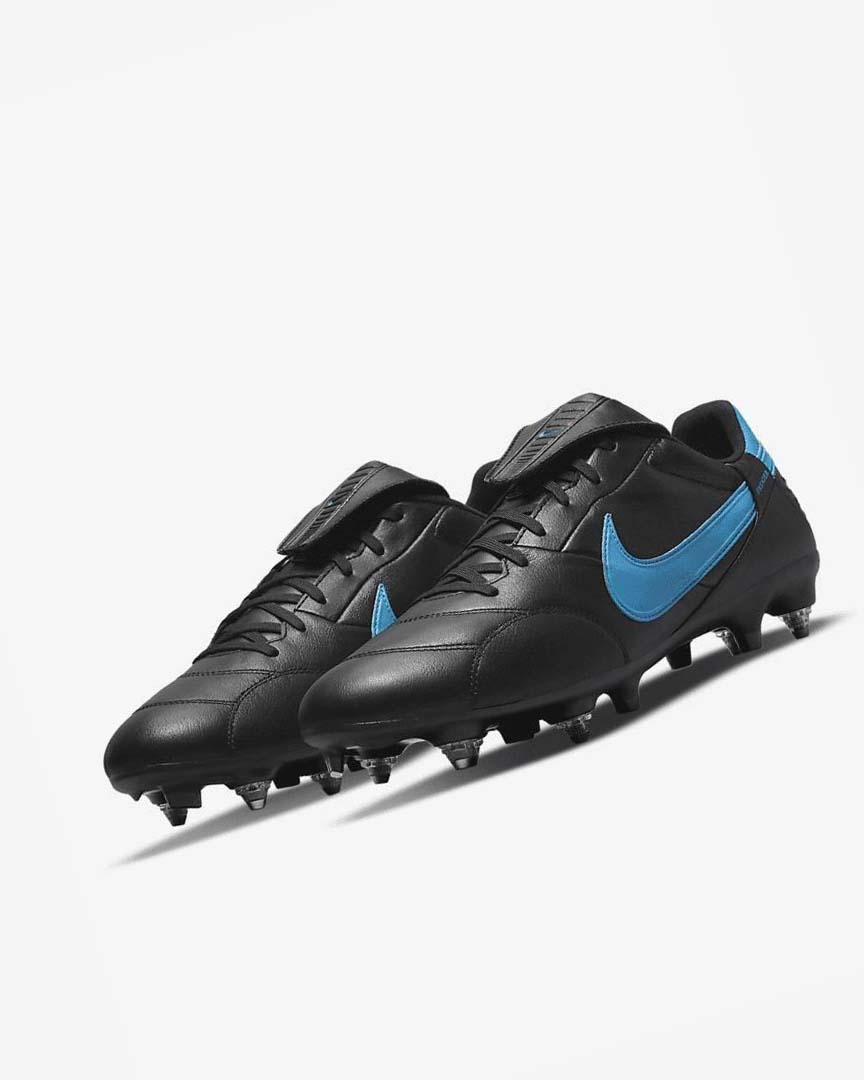 Black / Black / Blue Nike The Premier 3 SG-PRO Anti-Clog Traction Men's Soccer Cleats | CA_4954