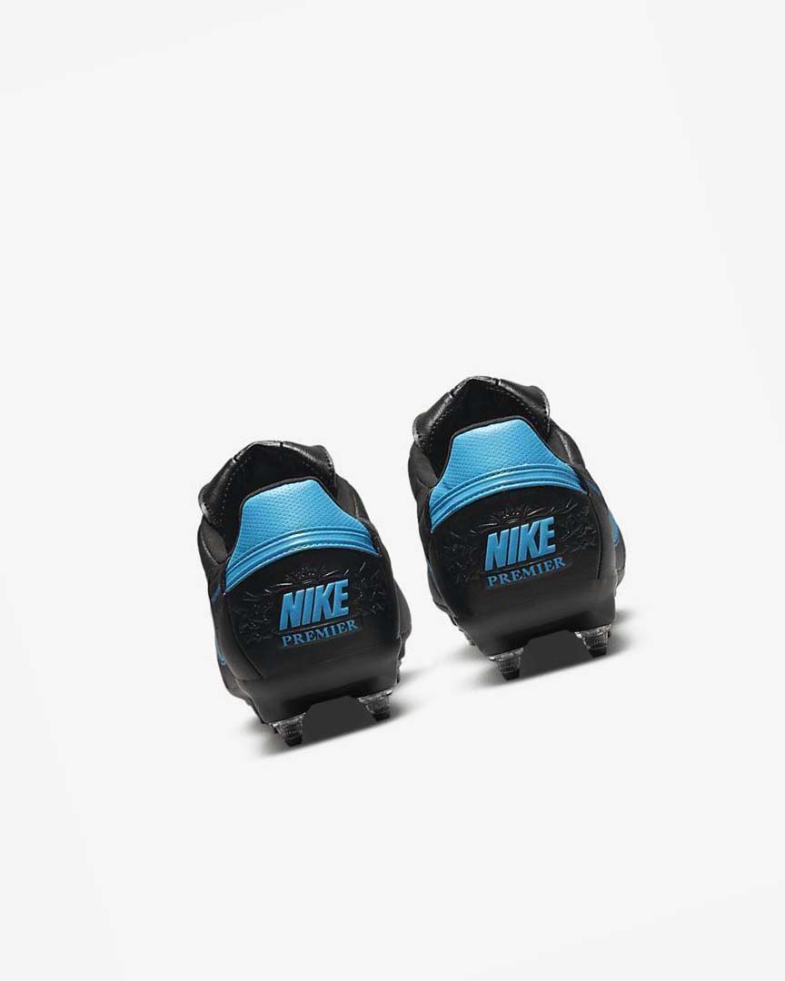 Black / Black / Blue Nike The Premier 3 SG-PRO Anti-Clog Traction Men's Soccer Cleats | CA_4954