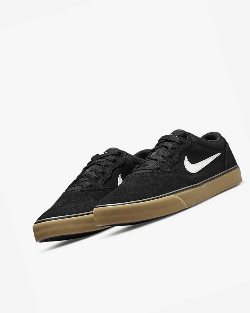 Black / Black / Light Brown / White Nike SB Chron 2 Men's Skate Shoes | CA_4798