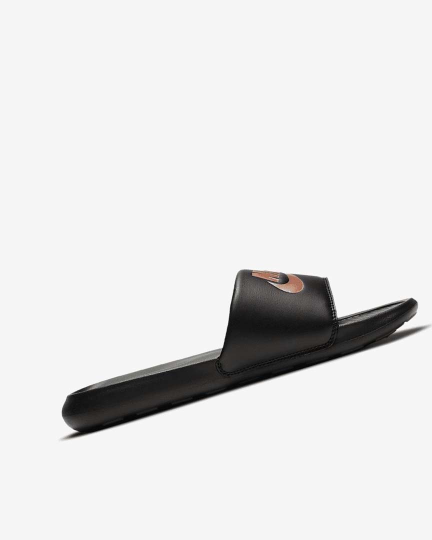 Black / Black / Metal Red Brown Nike Victori One Women's Slides | CA_5139