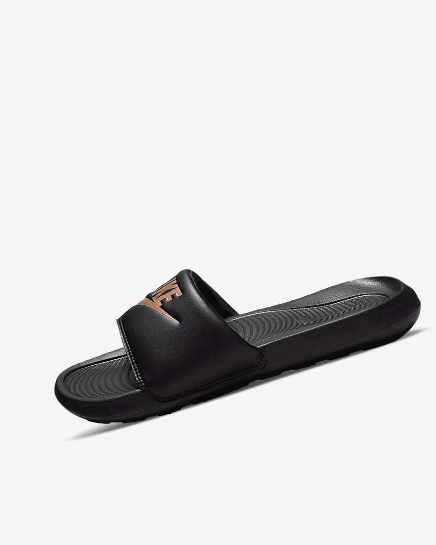 Black / Black / Metal Red Brown Nike Victori One Women\'s Slides | CA_5139