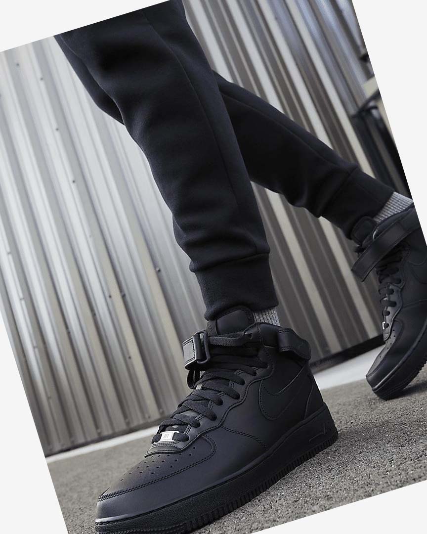 Black / Black Nike Air Force 1 Mid '07 Men's Sneakers | CA_2790
