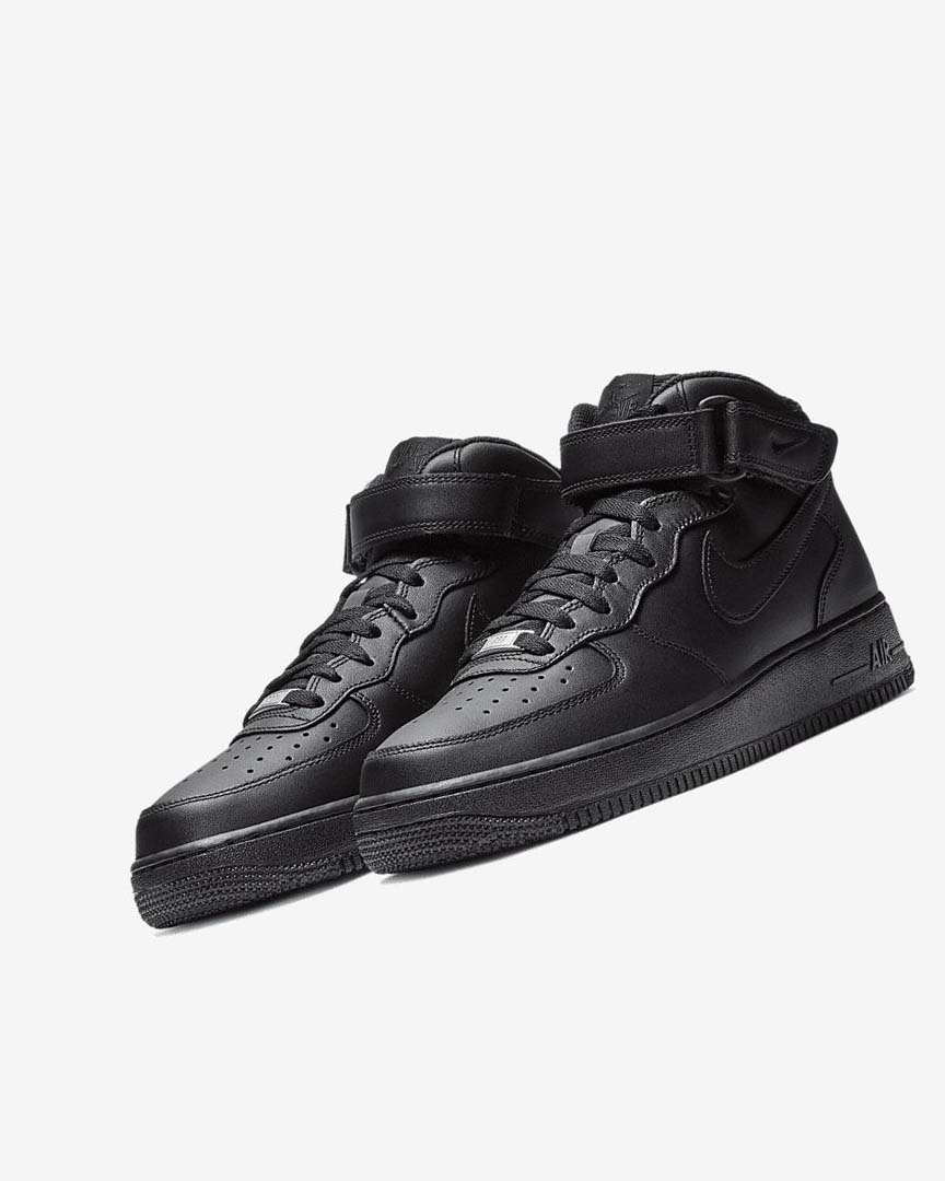 Black / Black Nike Air Force 1 Mid '07 Men's Sneakers | CA_2790