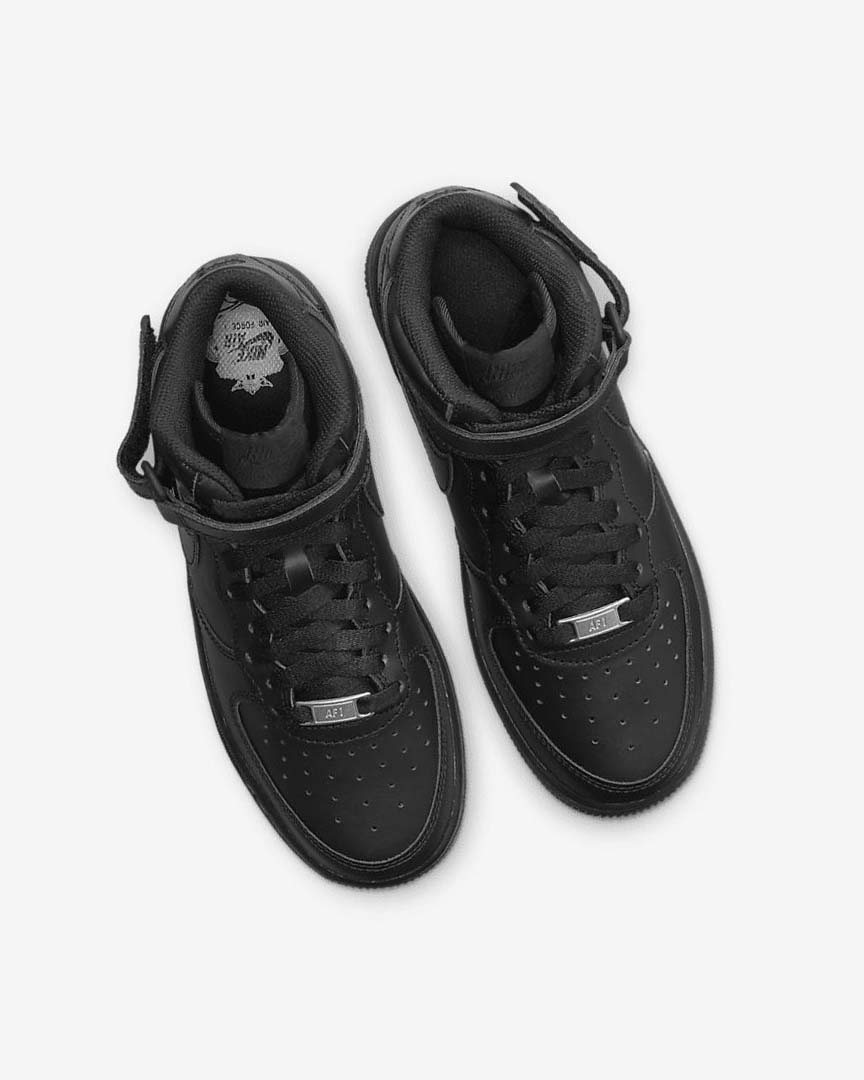 Black / Black Nike Air Force 1 Mid LE Boys' Sneakers | CA_3104