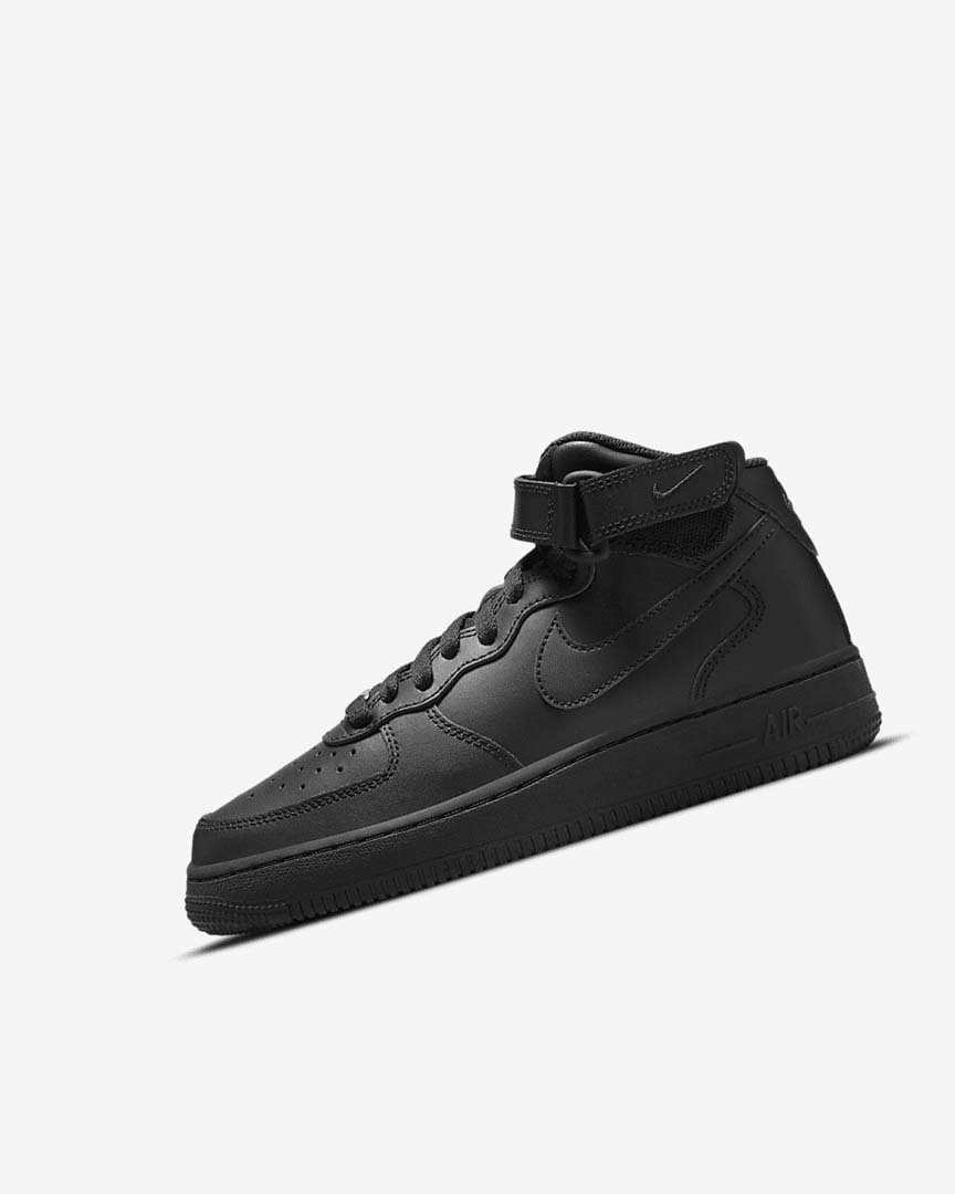Black / Black Nike Air Force 1 Mid LE Boys\' Sneakers | CA_3104