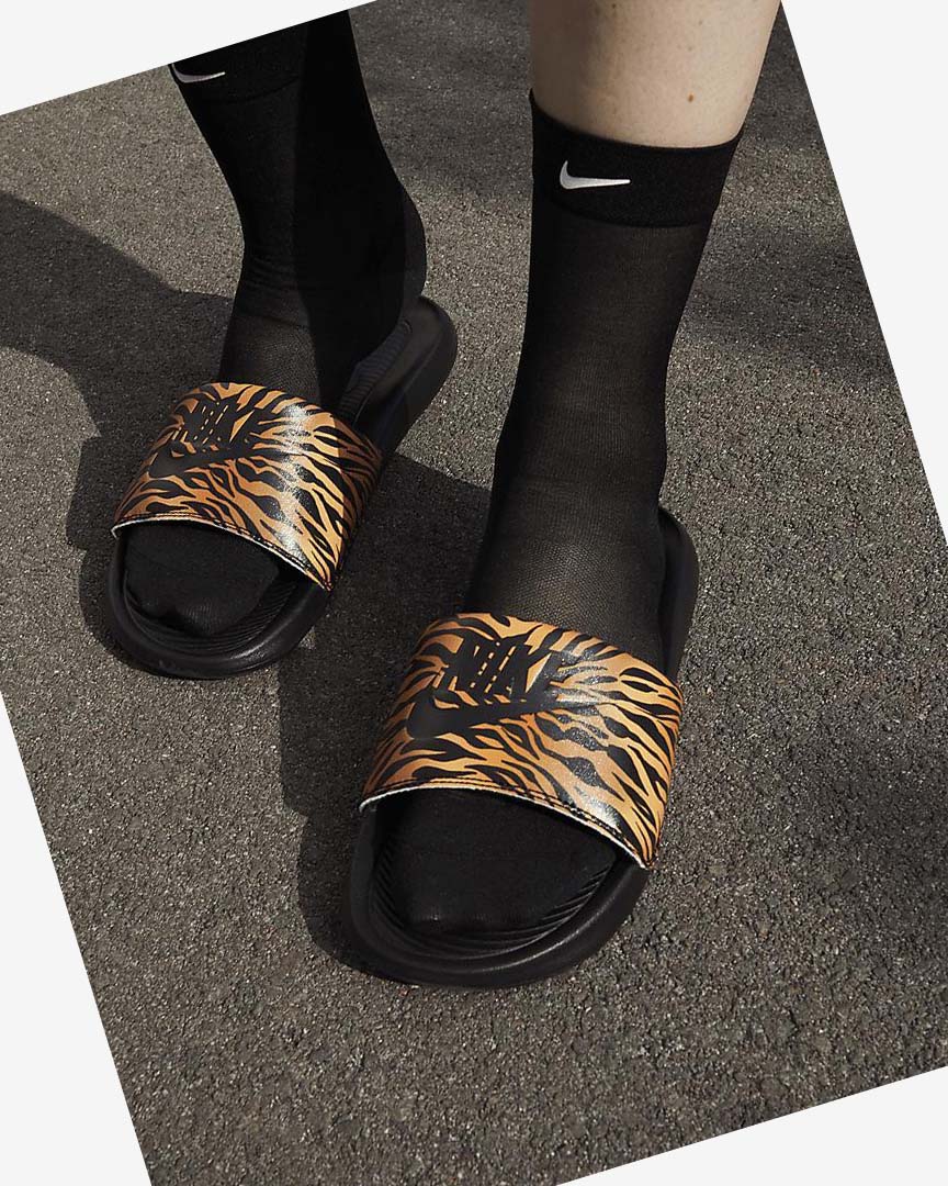 Black / Black Nike Victori One Women's Slides | CA_2395