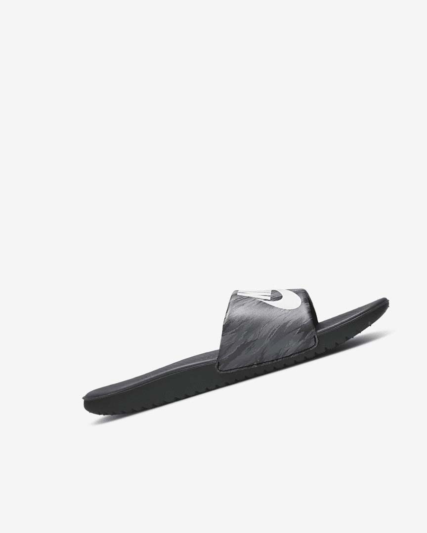 Black / Black / Platinum Nike Kawa SE Boys' Slides | CA_2887