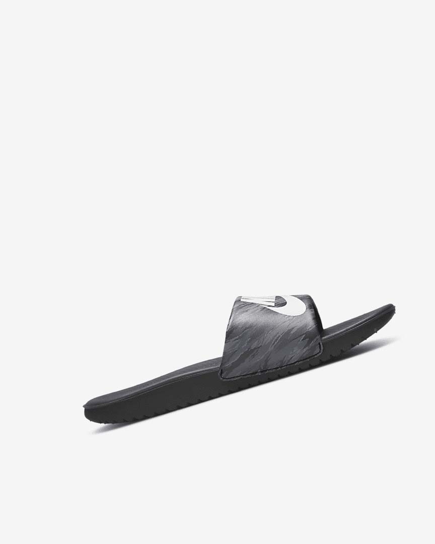 Black / Black / Platinum Nike Kawa SE Girls' Slides | CA_3113