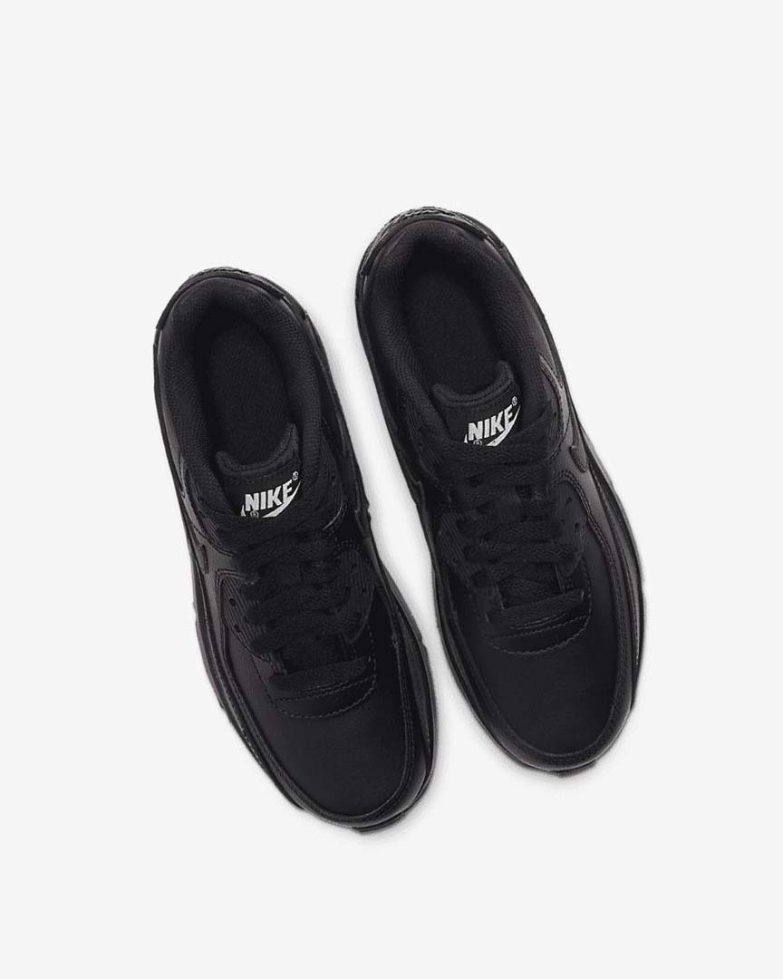 Black / Black / White / Black Nike Air Max 90 LTR Boys' Casual Shoes | CA_2954