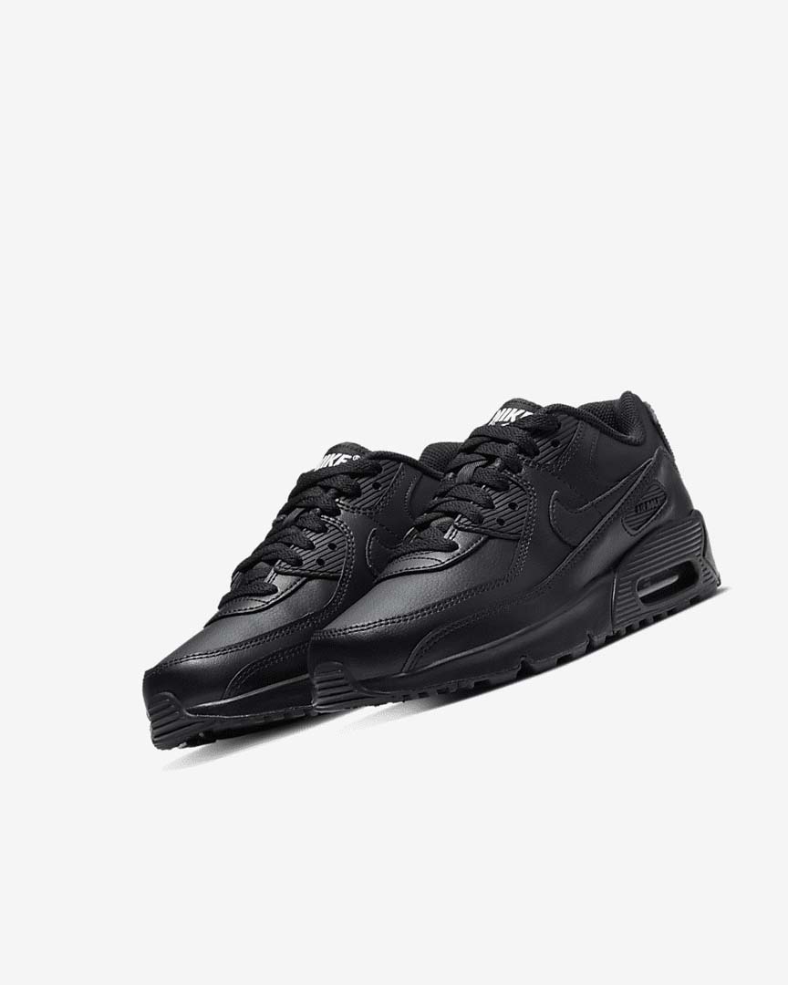Black / Black / White / Black Nike Air Max 90 LTR Boys' Casual Shoes | CA_2954