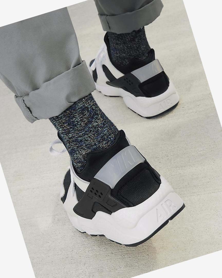 Black / Black / White Nike Air Huarache Men's Sneakers | CA_4904