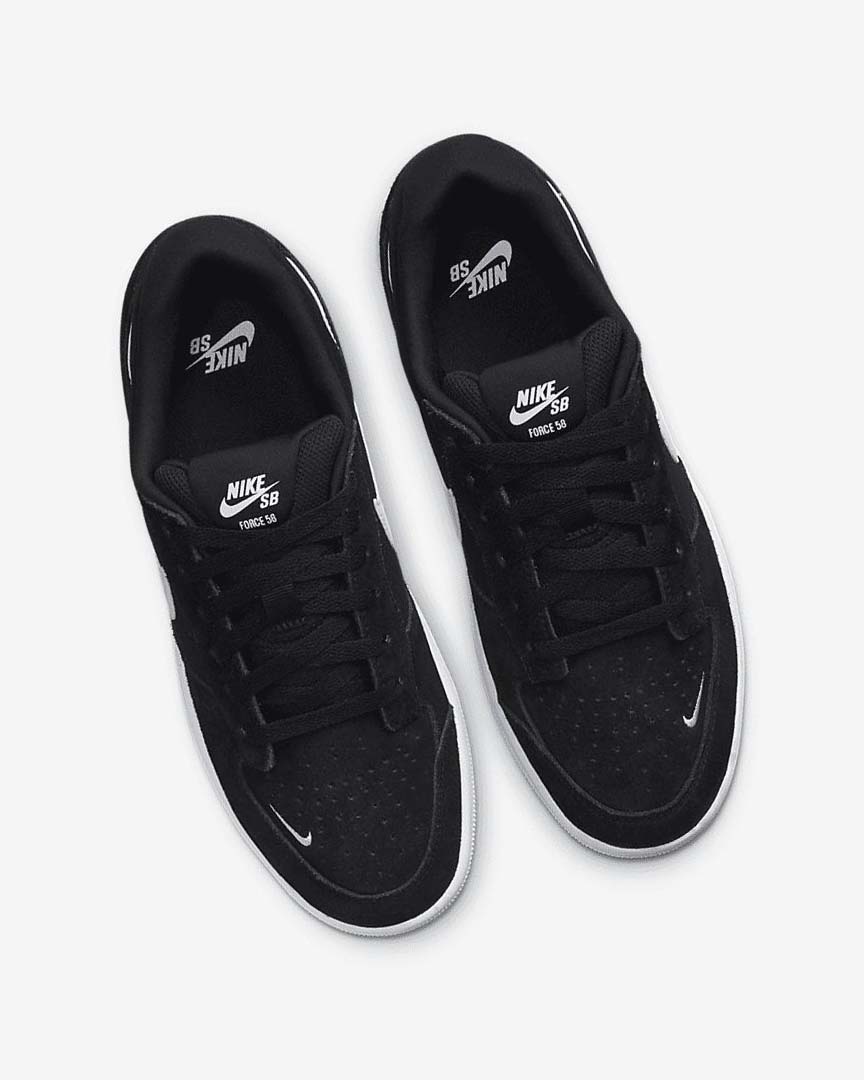 Black / Black / White Nike SB Force 58 Women's Skate Shoes | CA_1211