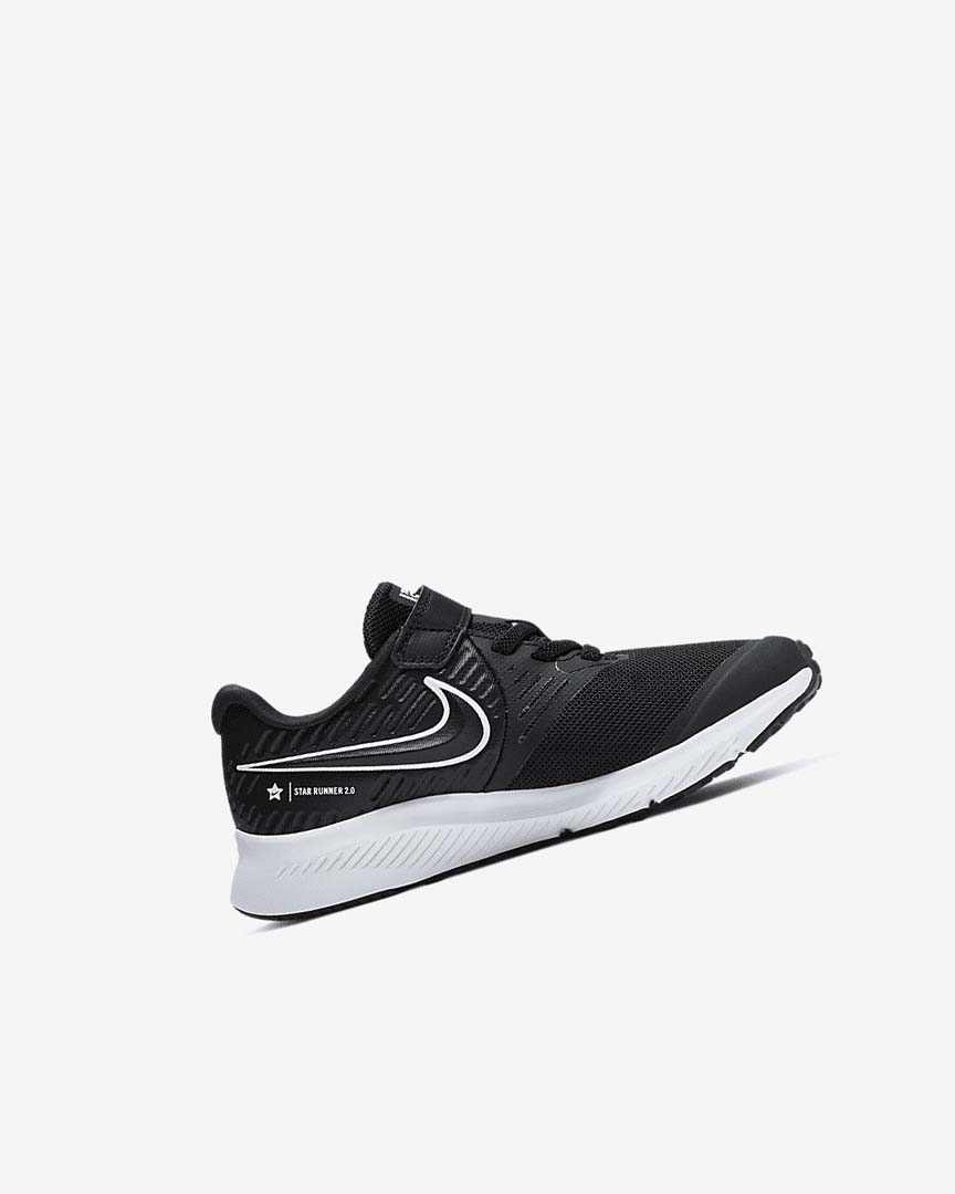Black / Black / White Nike Star Runner 2 Girls' Running Shoes | CA_2425
