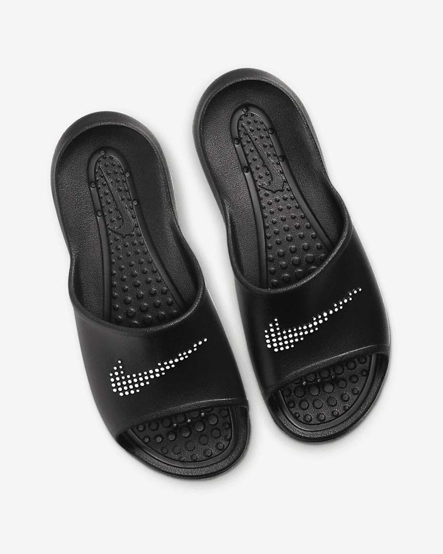 Black / Black / White Nike Victori One Women's Slides | CA_2229