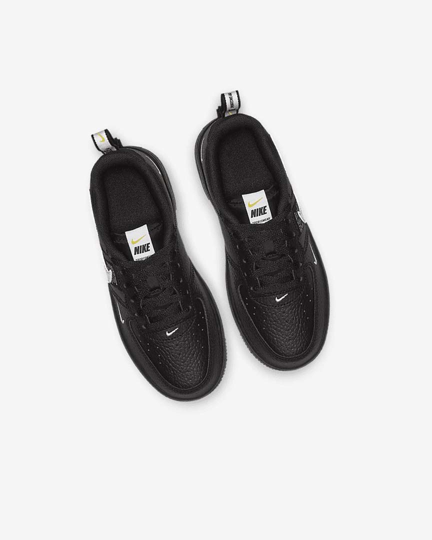 Black / Black / Yellow / White Nike Force 1 LV8 Utility Boys' Shoes | CA_2631