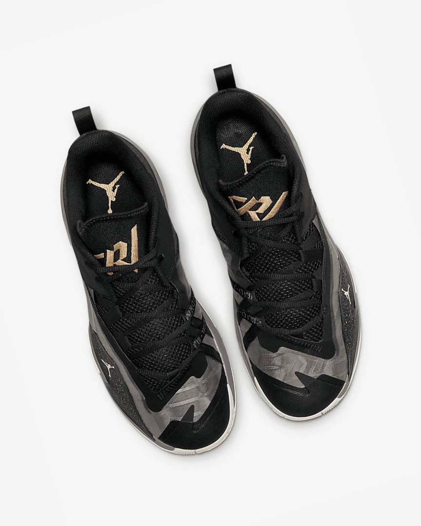 Black / Blue Grey / Metal Gold Nike Jordan One Take 3 Men's Basketball Shoes | CA_5525