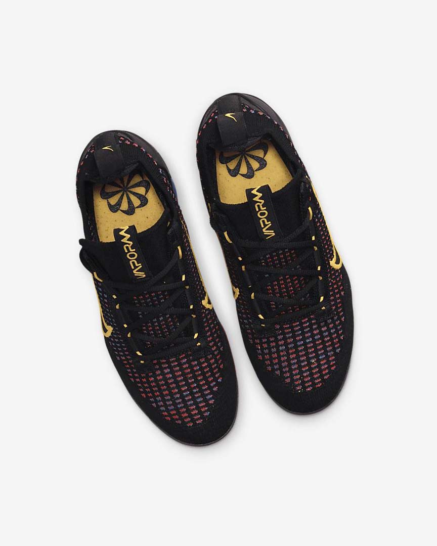 Black / Blue / Light Red / Gold Nike Air VaporMax 2021 FK Girls' Sneakers | CA_2437