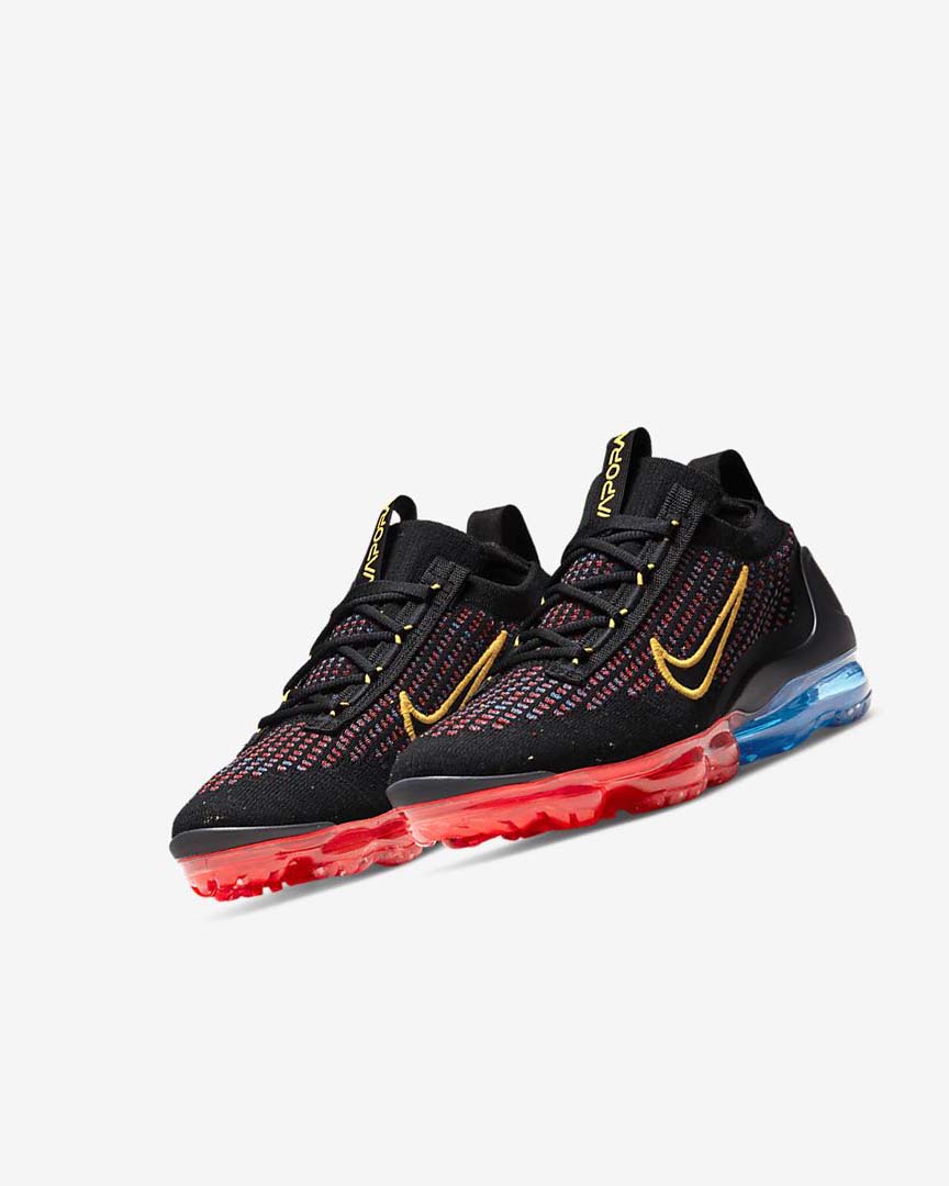 Black / Blue / Light Red / Gold Nike Air VaporMax 2021 FK Girls' Sneakers | CA_2437