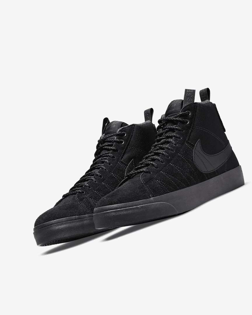 Black / Dark Grey / Black / Black Nike SB Zoom Blazer Mid PRM Women's Skate Shoes | CA_4693