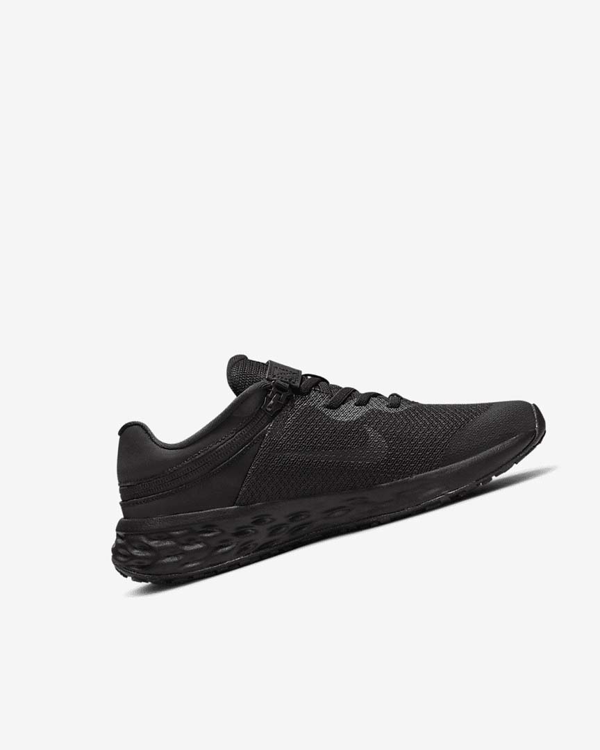 Black / Dark Grey / Black Nike Revolution 6 FlyEase Girls' Running Shoes | CA_1152