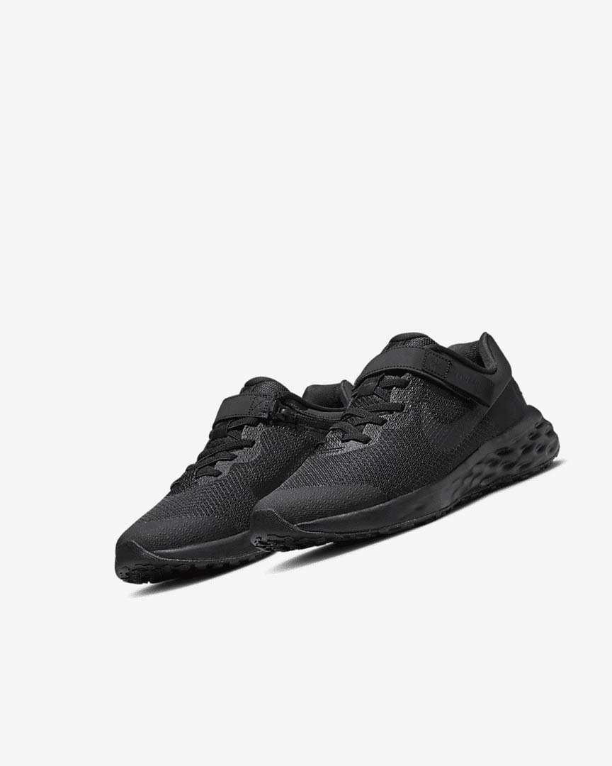 Black / Dark Grey / Black Nike Revolution 6 FlyEase Girls' Running Shoes | CA_1152