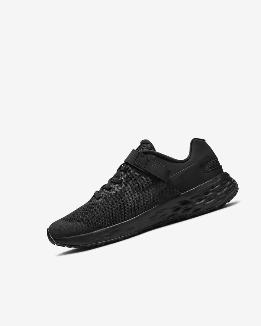 Black / Dark Grey / Black Nike Revolution 6 FlyEase Boys\' Running Shoes | CA_4542