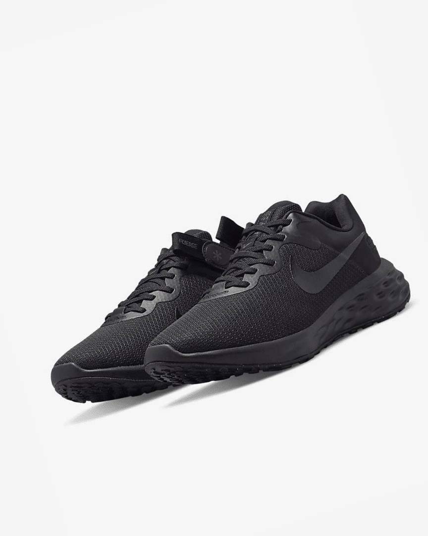 Black / Dark Grey / Black Nike Revolution 6 FlyEase Next Nature Men's Running Shoes | CA_5526
